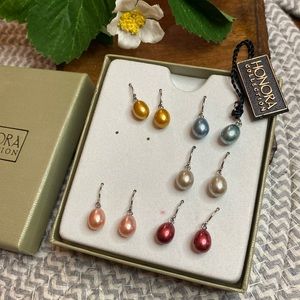 Honora Collection Cultured Pearl Drop Earrings 5 Pair Various Colors